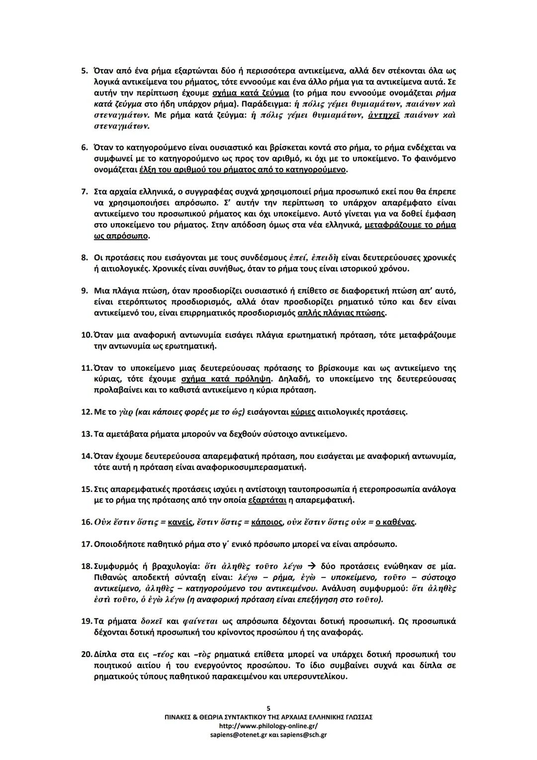 --- OCR Start ---
ΠΙΝΑΚΕΣ & ΘΕΩΡΙΑ
ΣΥΝΤΑΚΤΙΚΟΥ
ΑΡΧΑΙΑΣ ΕΛΛΗΝΙΚΗΣ ΓΛΩΣΣΑΣ
ΣΗΜΕΙΩΣΕΙΣ ΚΑΤΑ ΘΕΜΑΤΙΚΕΣ ΕΝΟΤΗΤΕΣ
ΤΑ ΕΙΔΗ ΤΩΝ ΠΡΟΤΑΣΕΩΝ
Α. ΩΣ ΠΡΟΣ