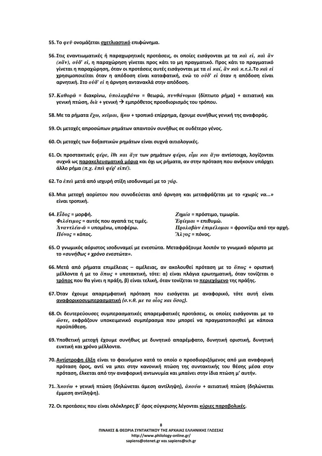 --- OCR Start ---
ΠΙΝΑΚΕΣ & ΘΕΩΡΙΑ
ΣΥΝΤΑΚΤΙΚΟΥ
ΑΡΧΑΙΑΣ ΕΛΛΗΝΙΚΗΣ ΓΛΩΣΣΑΣ
ΣΗΜΕΙΩΣΕΙΣ ΚΑΤΑ ΘΕΜΑΤΙΚΕΣ ΕΝΟΤΗΤΕΣ
ΤΑ ΕΙΔΗ ΤΩΝ ΠΡΟΤΑΣΕΩΝ
Α. ΩΣ ΠΡΟΣ