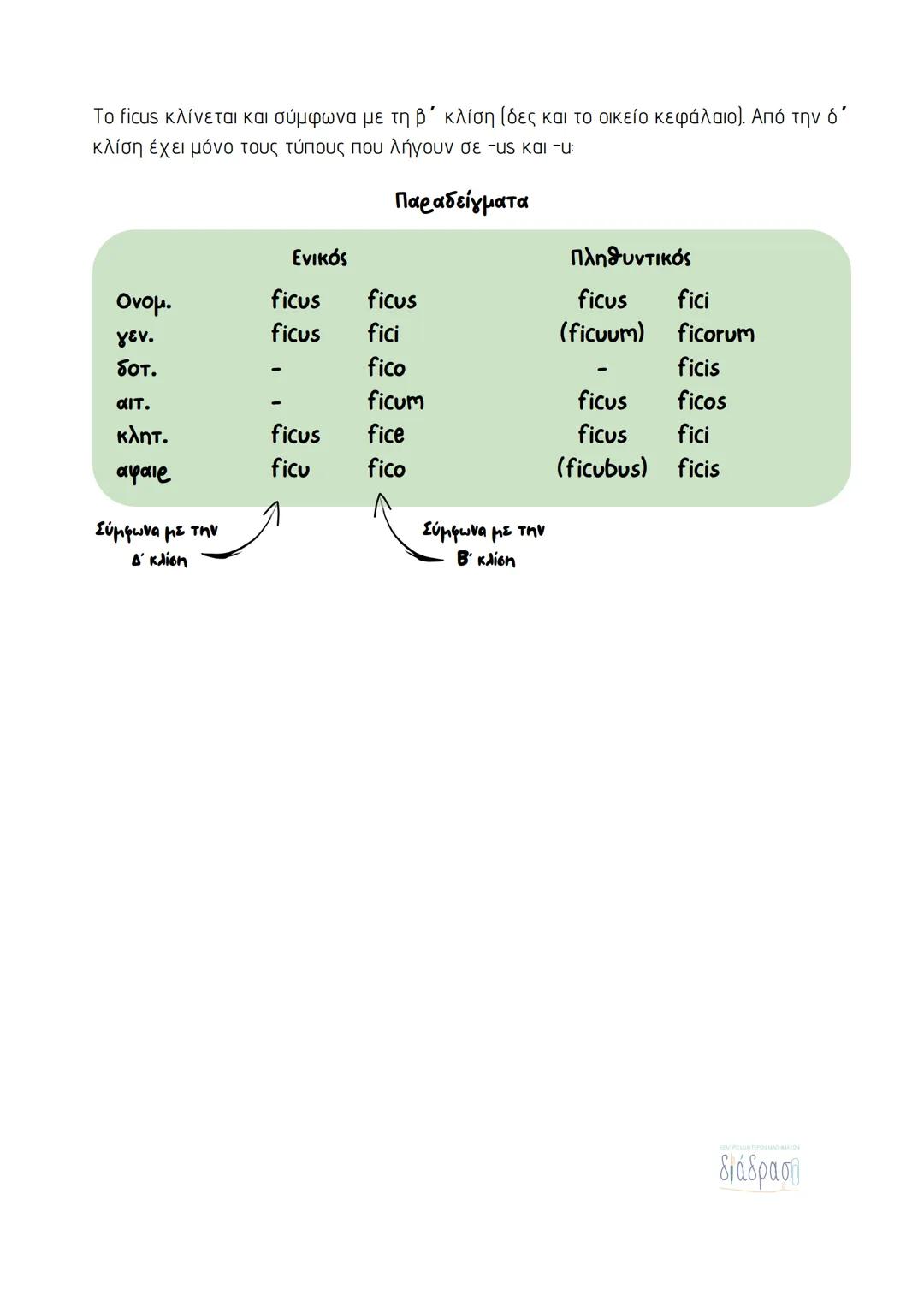 # Α΄ κλίση
διάδραση
• Περιλαμβάνει ονόματα αρσενικά και θηλυκά σε -α (γεν. -ae).
• Τα περισσότερα είναι θηλυκά.
• Αρσενικά είναι μόνο όσ