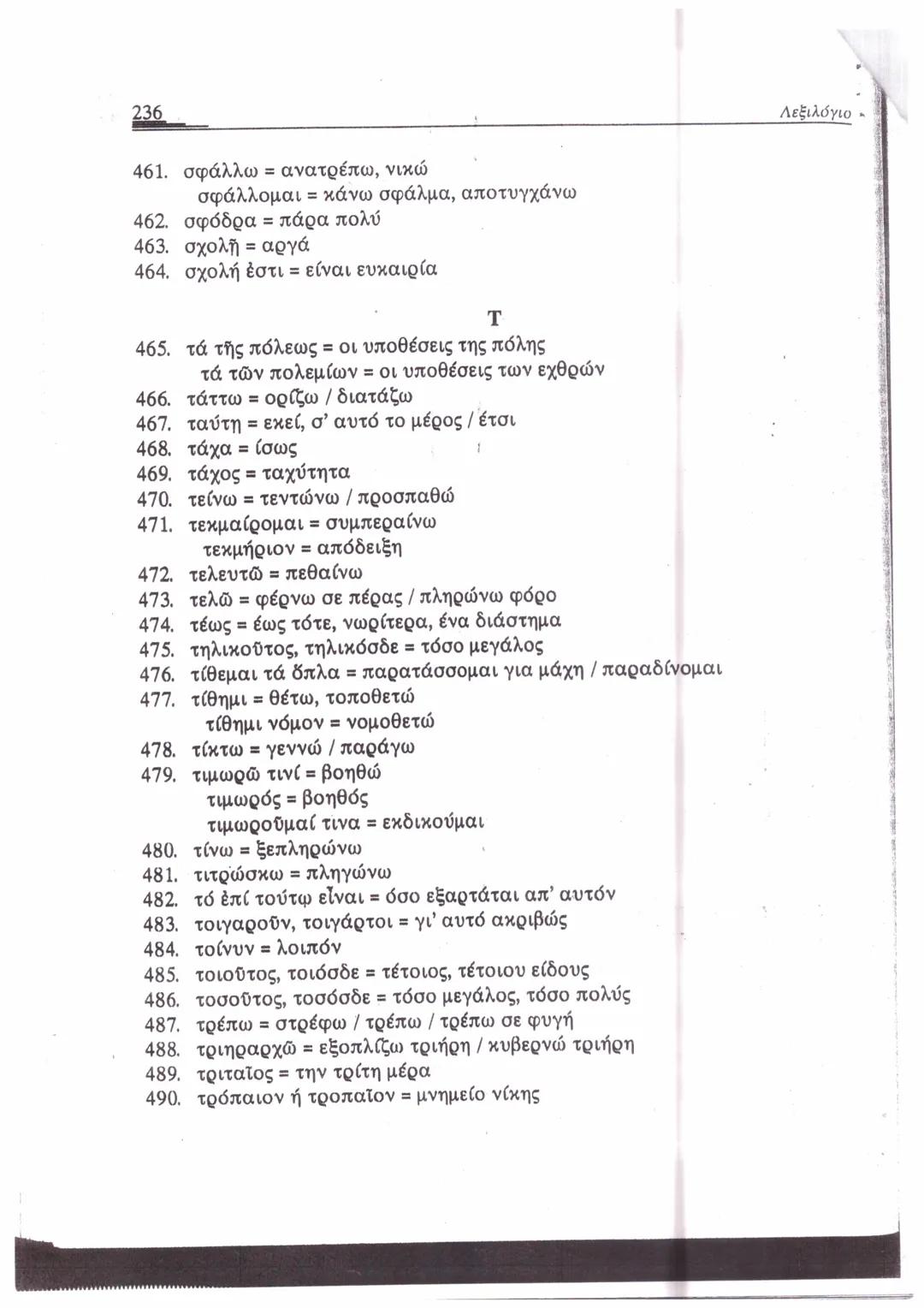 ΛΕΞΙΛΟΓΙΟ*
A
1. ἄγαμαι = θαυμάζω
2. ἄγαν = πολύ, υπερβολικά
3. ἀγγέλλω= αναγγέλλω
ἄγγελος = αγγελιαφόρος
4. ἀγείρω = συγκεντρώνω
5