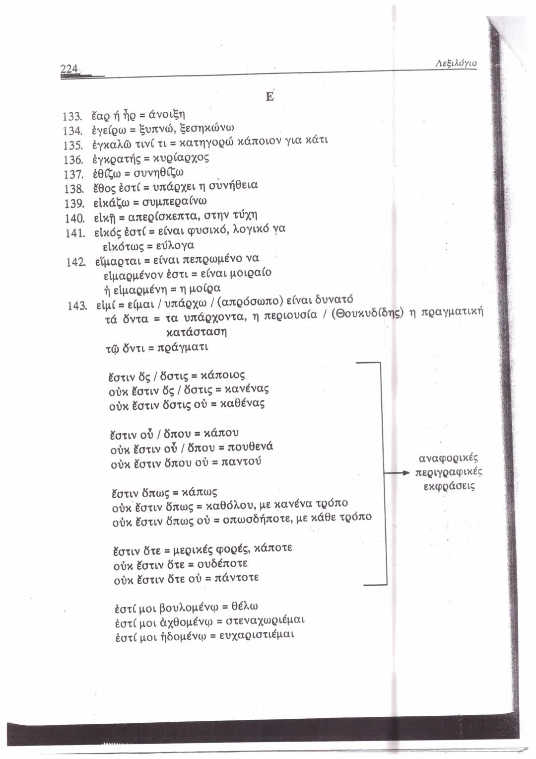 ΛΕΞΙΛΟΓΙΟ*
A
1. ἄγαμαι = θαυμάζω
2. ἄγαν = πολύ, υπερβολικά
3. ἀγγέλλω= αναγγέλλω
ἄγγελος = αγγελιαφόρος
4. ἀγείρω = συγκεντρώνω
5
