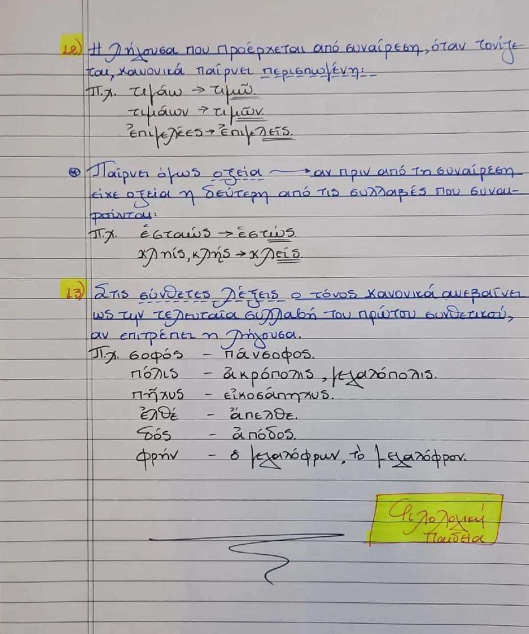 --- OCR Start ---
Φιλολογική
Παιδεία
«Κανόνες Τονισμού
소
Αρχαία
Ελληνικά
1) Καμά λέξη δεν τονίζεται πιο πάνω από την προπαραλή
χουσα.
Απ.χ.