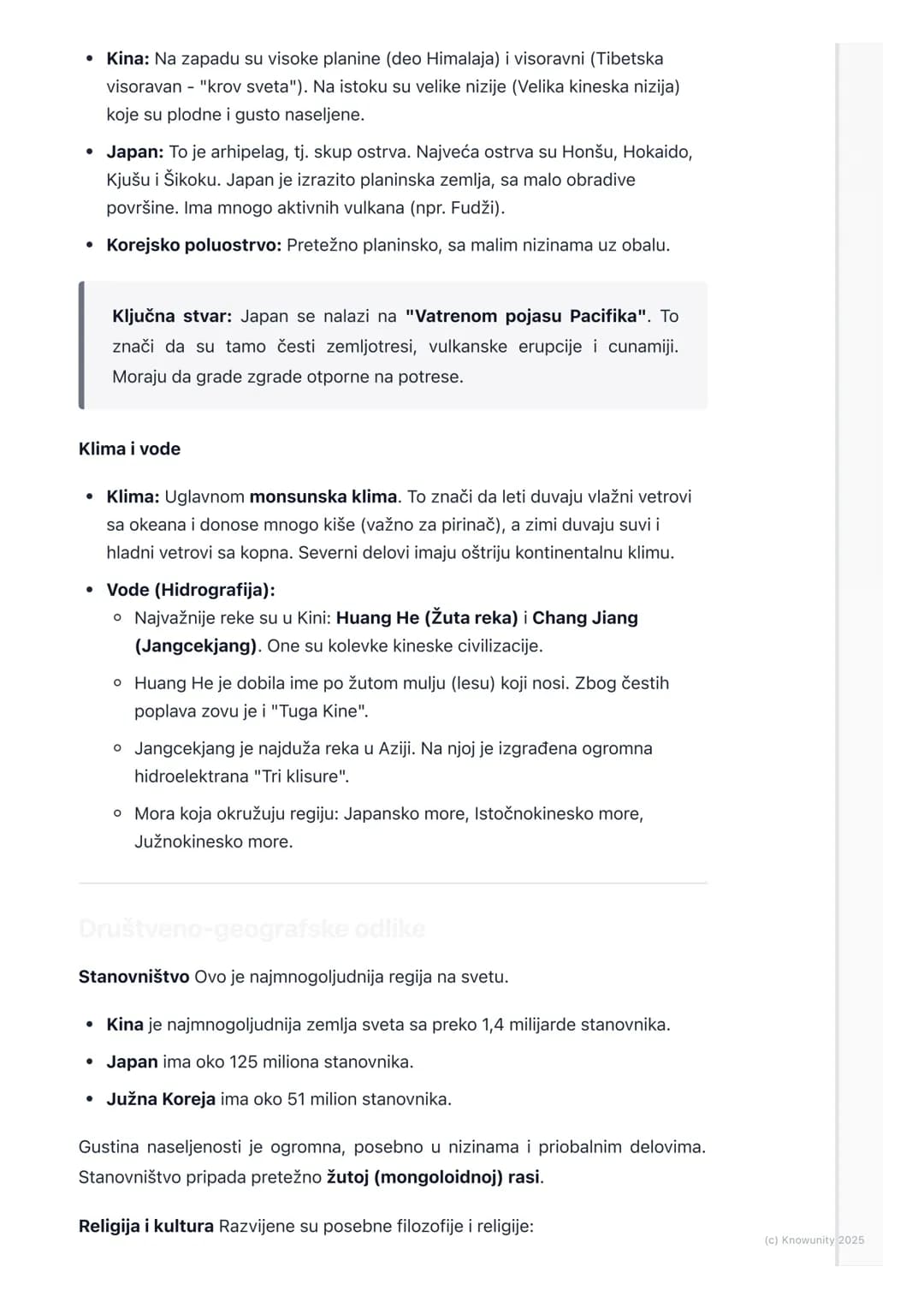 # Istočna Azija (Kina, Japan,
Koreja)
Uvod u Istočnu Aziju
Istočna Azija je jedna od najvažnijih regija sveta. Obuhvata Kinu, Japan,
Sever