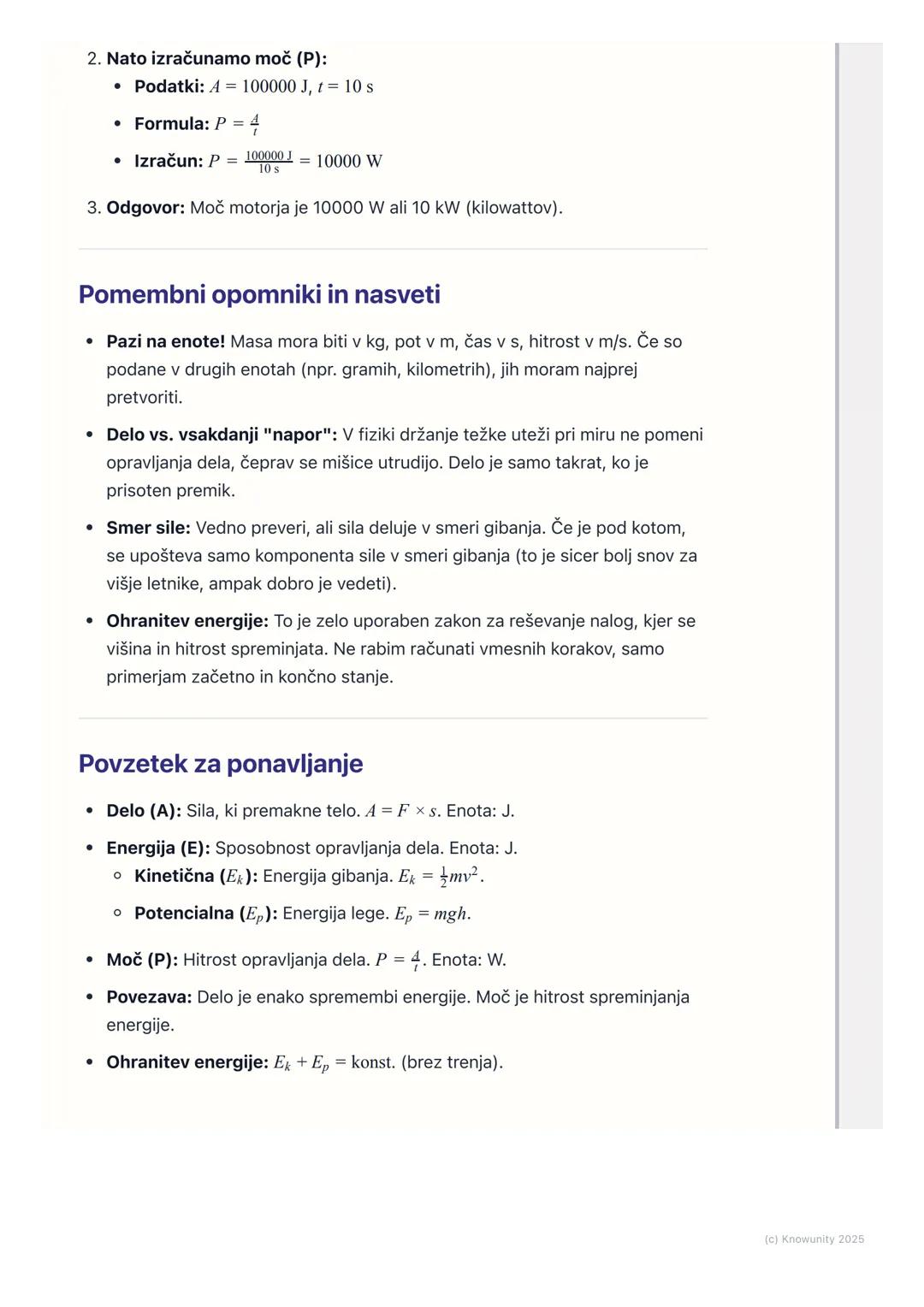 # Delo, energija in moč
Osnovni pregled
Delo, energija in moč so trije zelo povezani fizikalni pojmi. V bistvu opisujejo,
kako se sile in