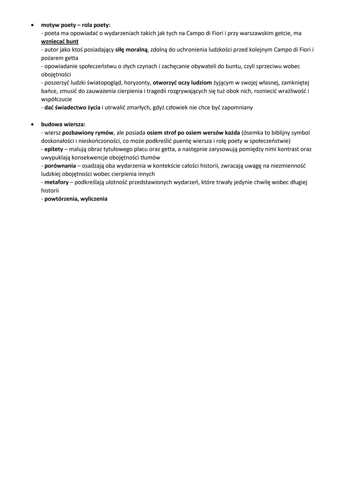 Czesław Miłosz
Campo di Fiori
Campo di Fiori - rzymski plac, którego nazwa oznacza pole kwiatów (do średniowiecza zachowywał charakter łąk