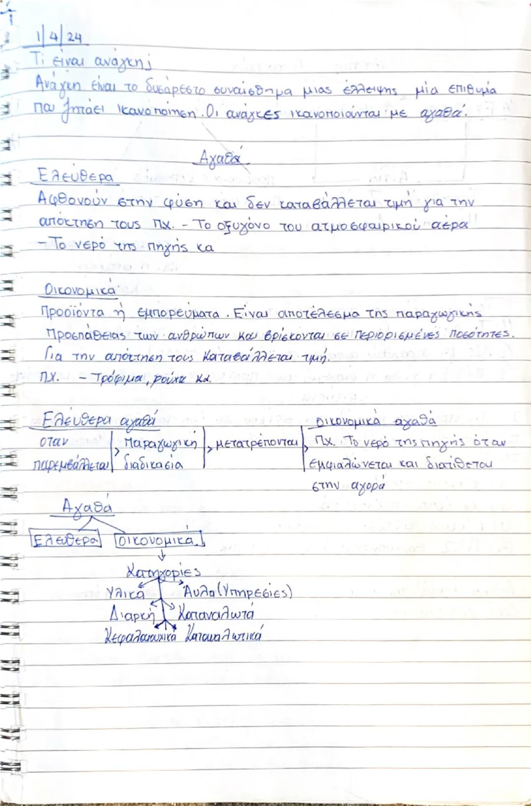 --- OCR Start ---
1/4/24
Τί είναι ανάγκης
Ανάγκη είναι το δυσάρεστο συναίσθημα μιας έλλειψης μία επιθυμία
* που ζητάει ικανοποίηση. Οι ανάγκ