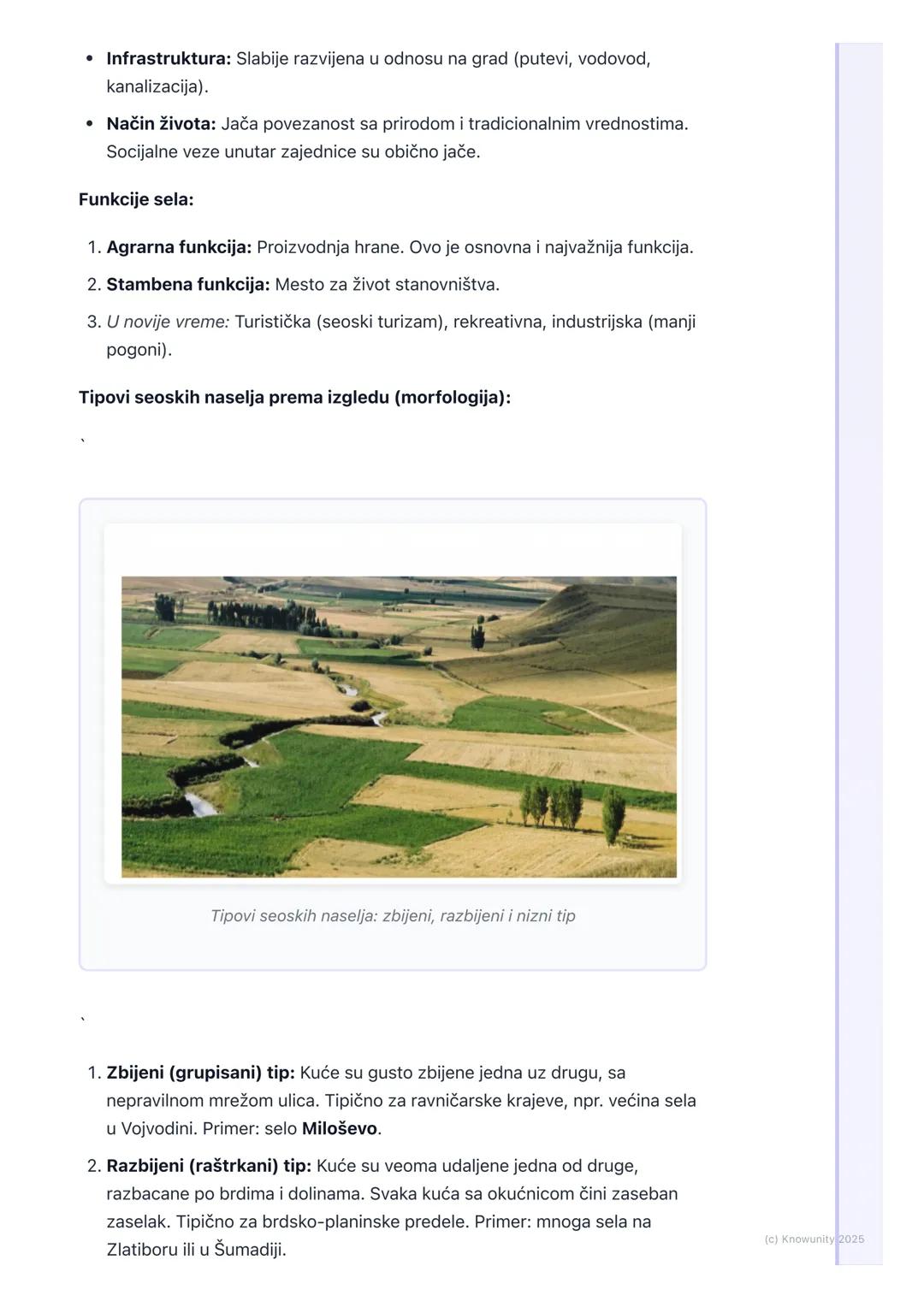 # Vrste naselja
Uvod u vrste naselja
Naselja su mesta gde ljudi žive i rade. To su osnovni oblici ljudskog
naseljavanja. Ne izgledaju sva