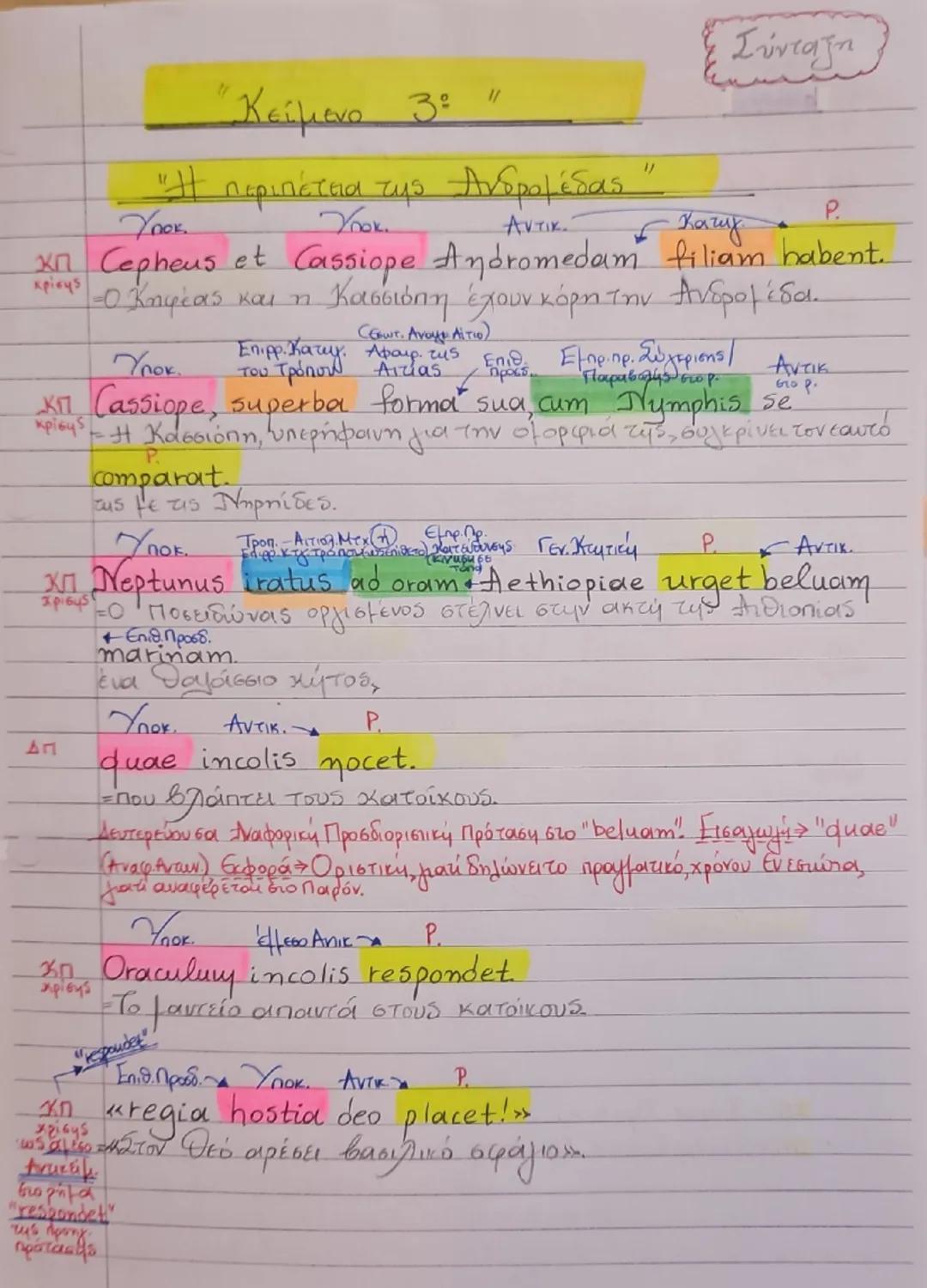 Μάθημα 3
Lectio Tertia_
"Η περιπέτεια της
Ανδρομέδας"
Cepheus et Cassiope Andromedam filiam
-Ο Κηφέας και η Κασσιόπη έχουν κόρη την Ανδρομέ