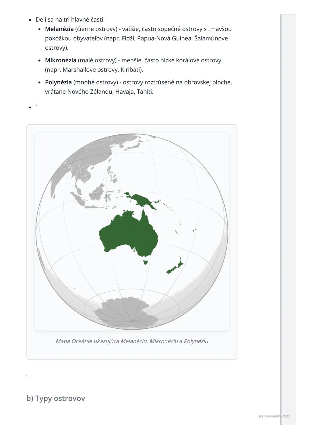 # Austrália a Oceánia
Prehľad / Úvod
Takže, dnes si prejdeme Austráliu a Oceániu. Je to veľmi zaujímavá časť sveta,
lebo je taká iná ako v