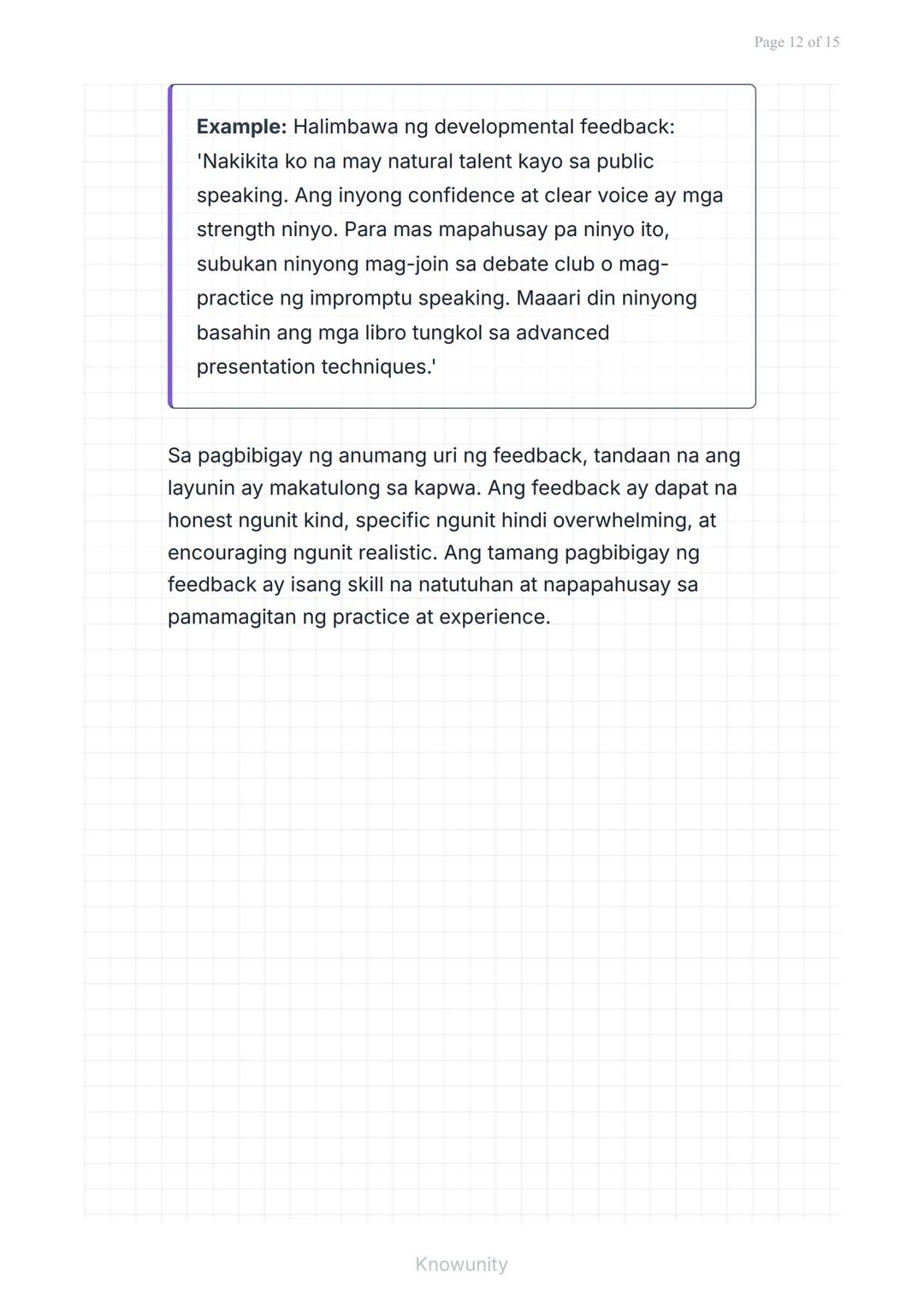 Pakikipagtalastasan at Pagpapahayag: Pakikinig at
Pagbibigay ng Feedback
Pag-aaral ng epektibong pakikinig at
pagbibigay ng feedback
Mga Lay