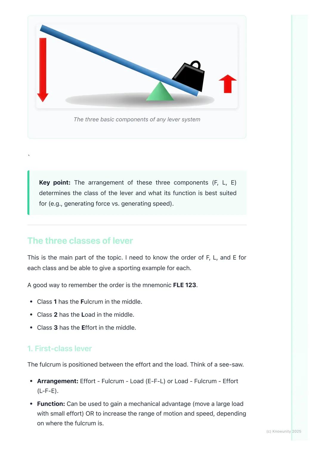 # Levers in the Human Body
What are levers in the body?
A lever is a rigid bar that moves on a fixed point called a fulcrum when a force
(