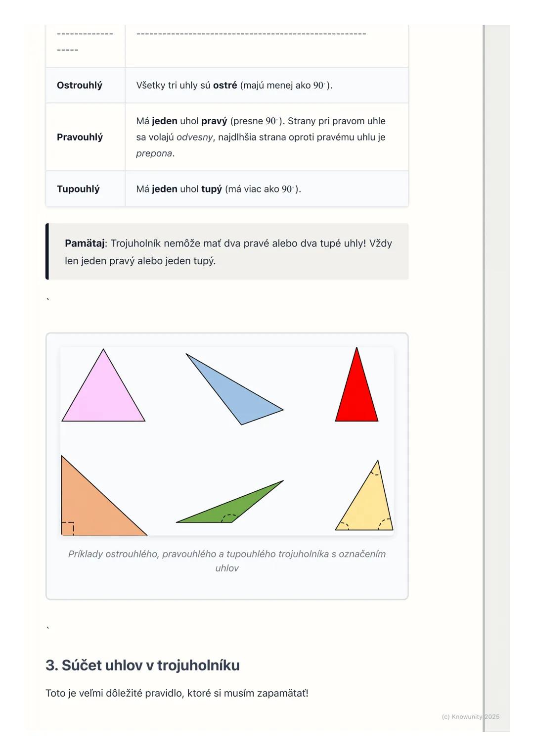 # Trojuholníky
## Úvod do trojuholníkov
Trojuholníky sú super dôležité tvary v matematike, hlavne v geometrii. Sú
všade okolo nás v domoch