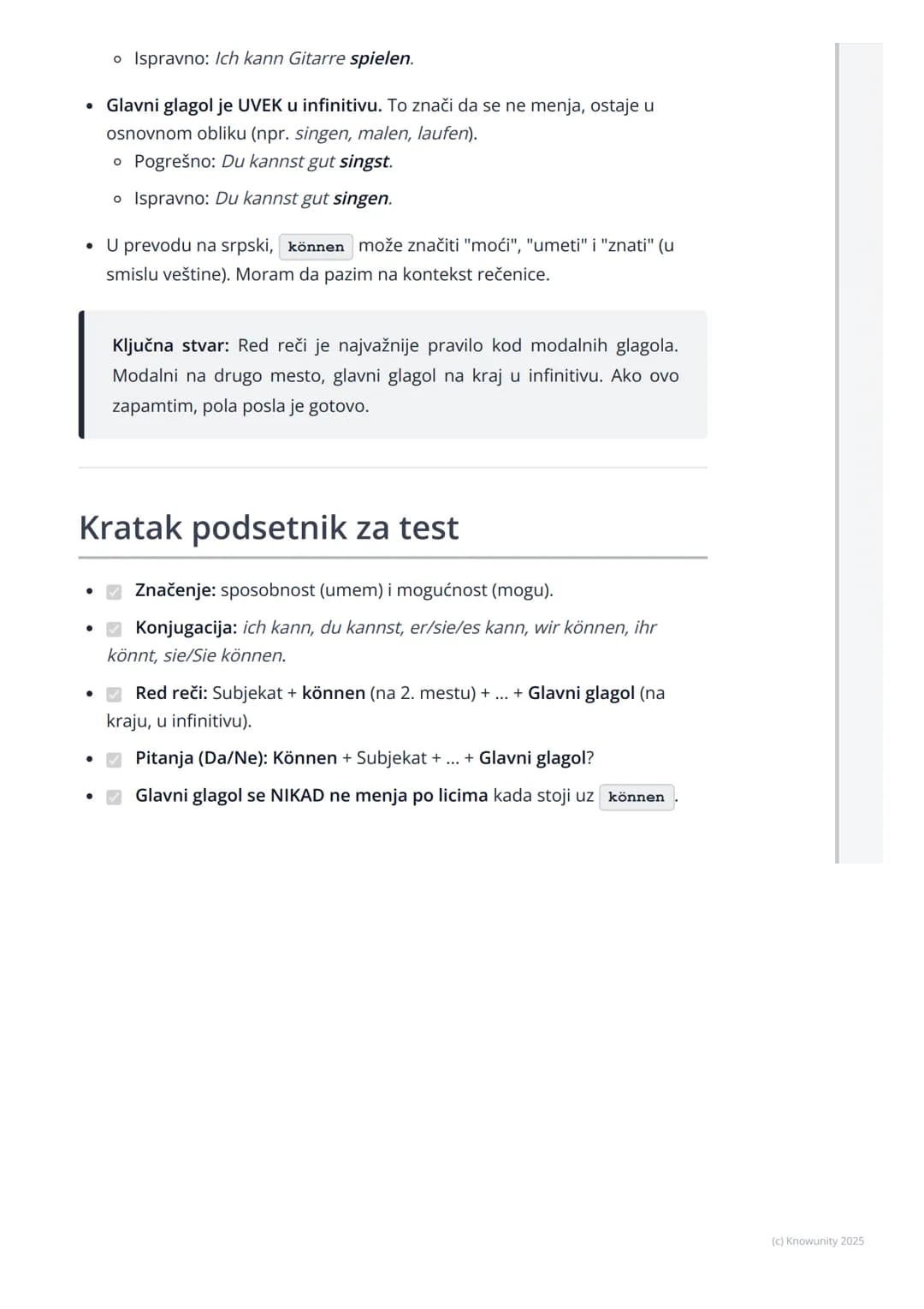 # Modalni glagol 'können'
## Uvod u glagol 'können'
Modalni glagoli su pomoćni glagoli koji menjaju značenje glavnog glagola u
rečenici. G