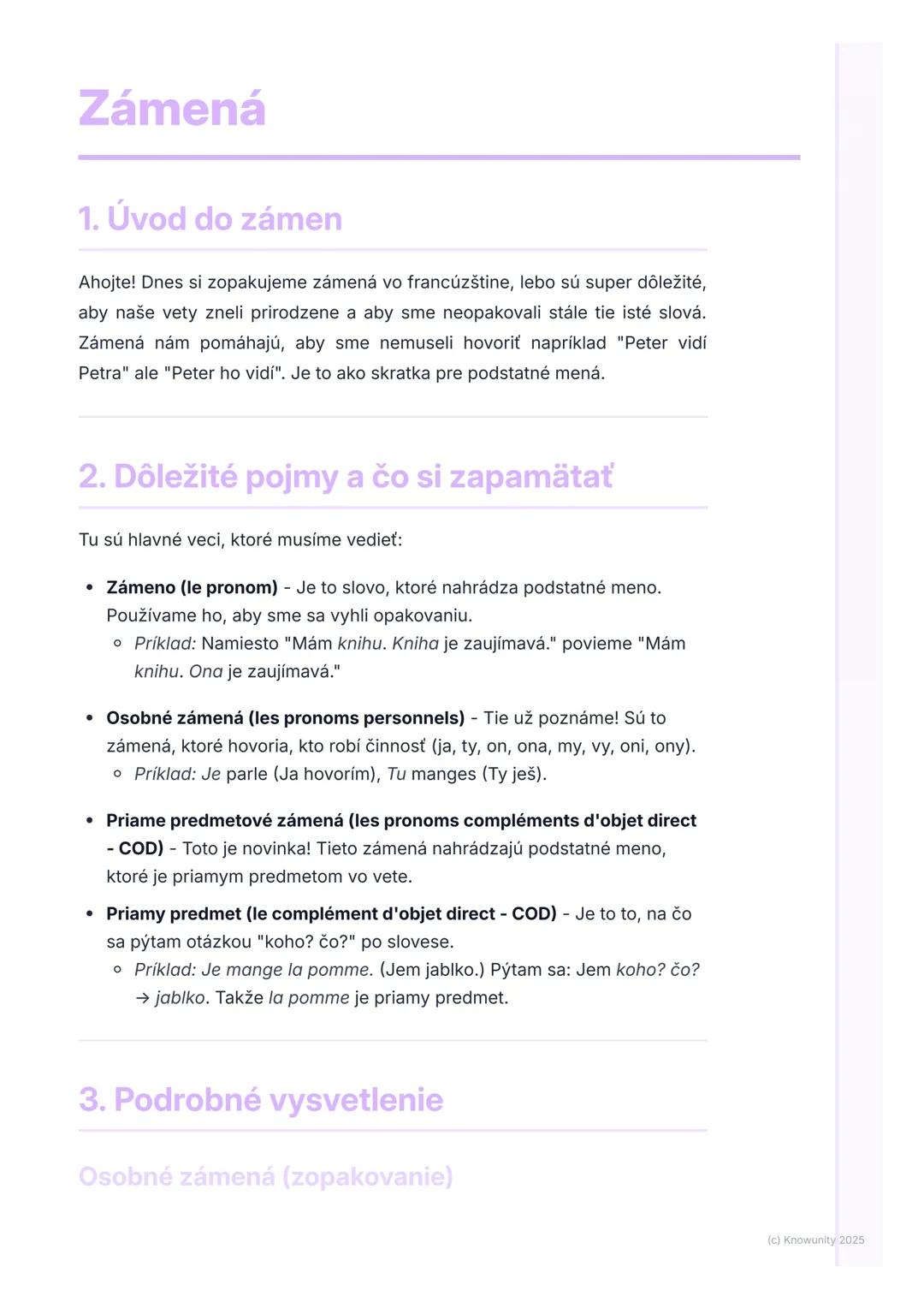 # Zámená
1. Úvod do zámen
Ahojte! Dnes si zopakujeme zámená vo francúzštine, lebo sú super dôležité,
aby naše vety zneli prirodzene a aby