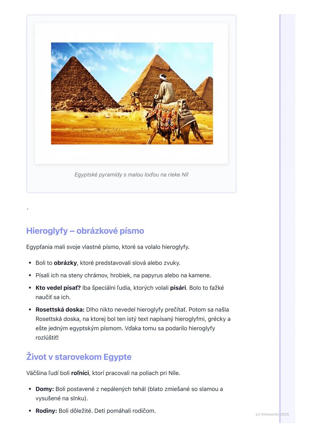 # Staroveký Egypt – dar Nílu
1. Prehľad starovekého Egypta
Staroveký Egypt bol veľmi stará a dôležitá civilizácia. Bol to štát, ktorý vzni