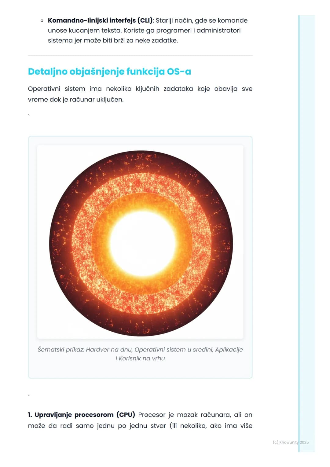 # Uloga i funkcije operativnog
sistema
Uvod i pregled
Operativni sistem (OS) je najvažniji program na računaru. Možemo ga
zamisliti kao "š