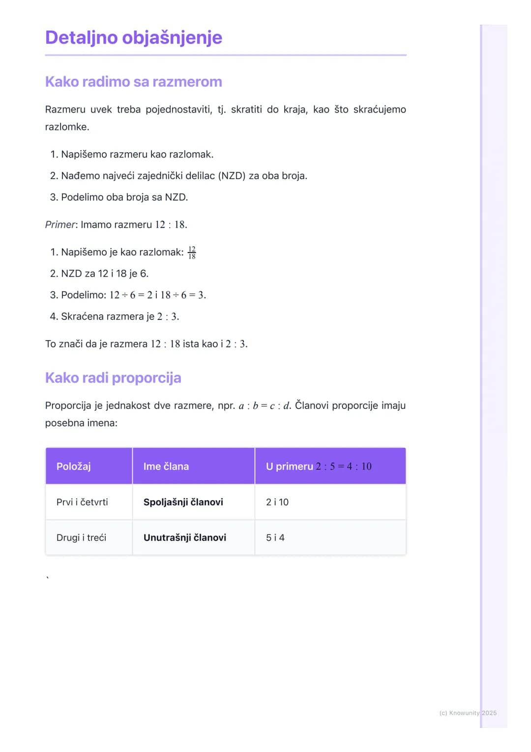 # Razmera i proporcija
Uvod u razmeru i proporciju
Razmera i proporcija nam pomažu da upoređujemo količine i rešavamo
probleme u svakodnev