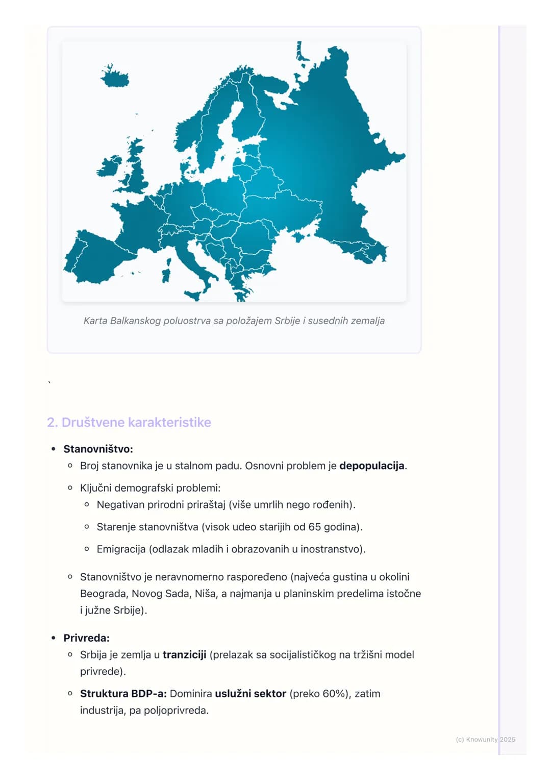 # Geografija Srbije u evropskom
kontekstu
## Geografski položaj Srbije
Srbija zauzima centralni položaj na Balkanskom poluostrvu i jugoist
