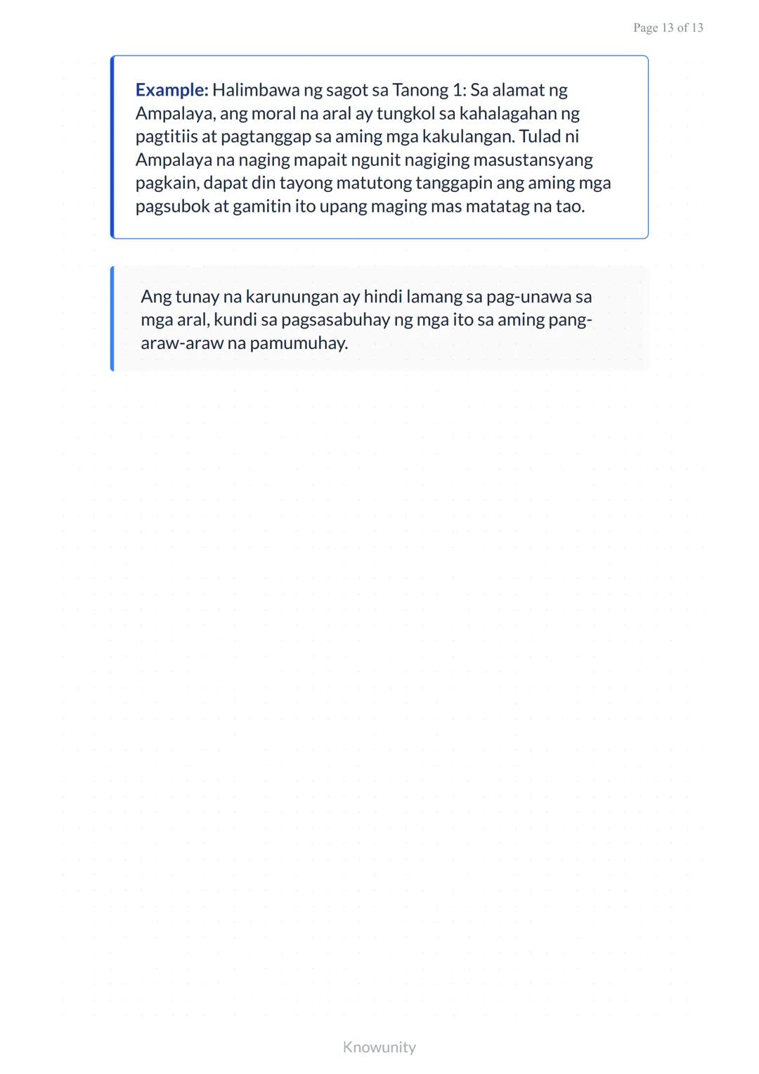 # Pagsusuri ng mga Aral sa Piling Akdang Pampanitikan
Pag-aaral kung paano hanapin at unawain ang mga moral na aral sa literatura
## Mga L