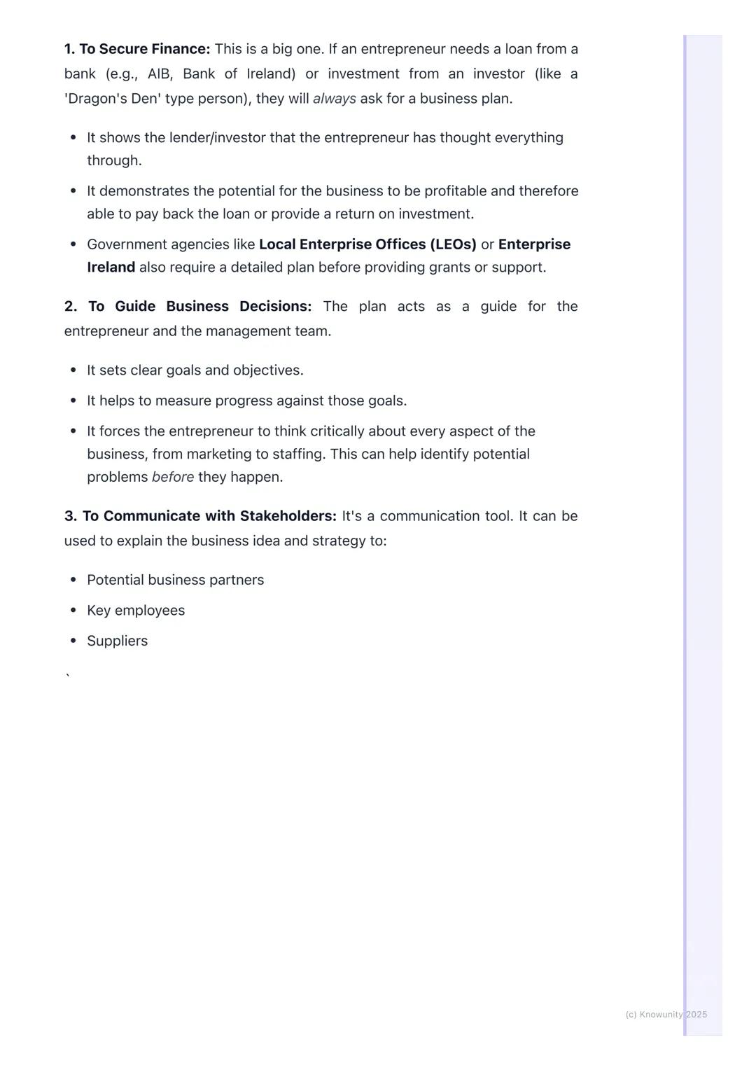 # The Business Plan
(Introduction)
Introduction to the business plan
A business plan is a formal written document that outlines a business