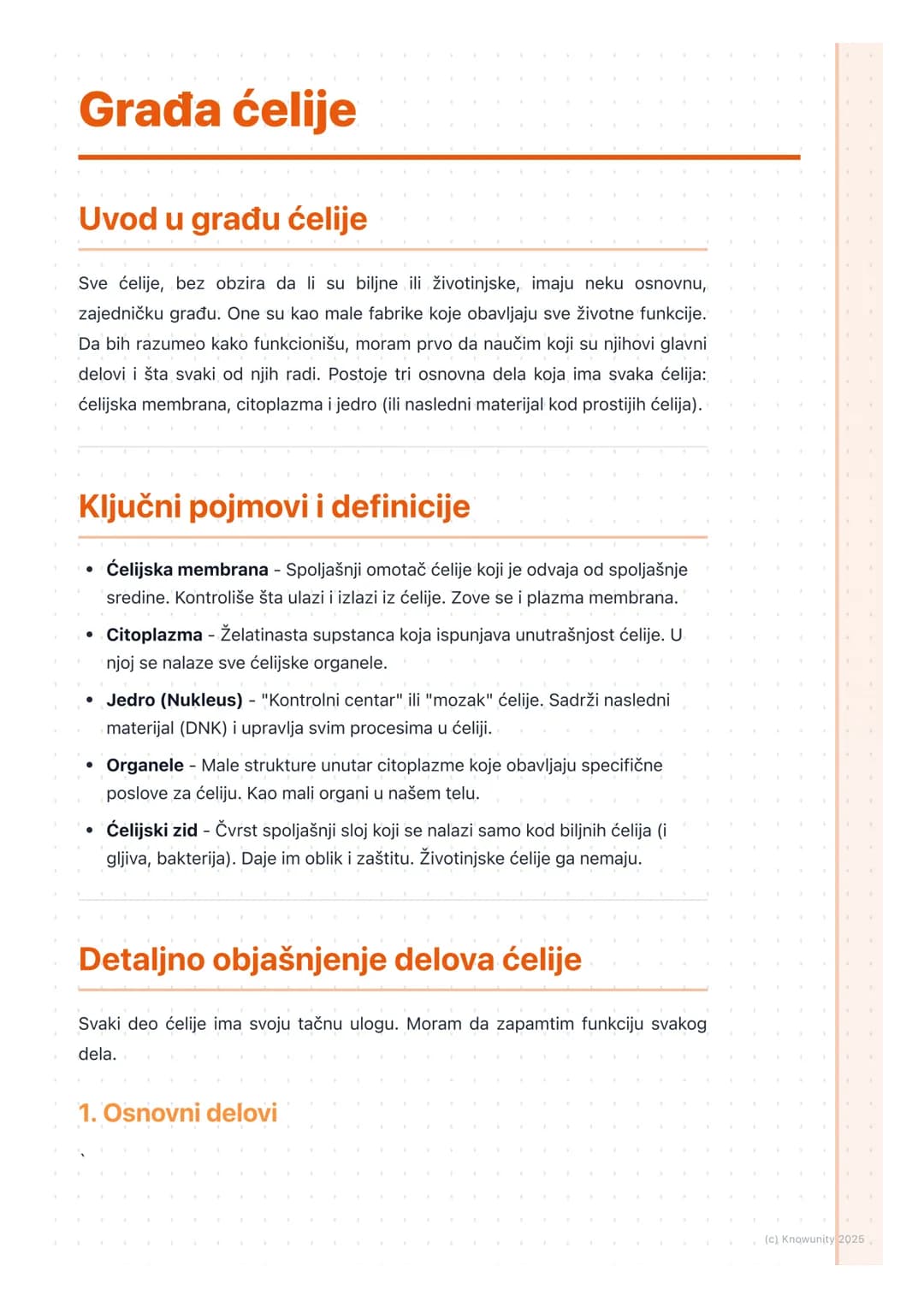 # Građa ćelije
## Uvod u građu ćelije
Sve ćelije, bez obzira da li su biljne ili životinjske, imaju neku osnovnu,
zajedničku građu. One su