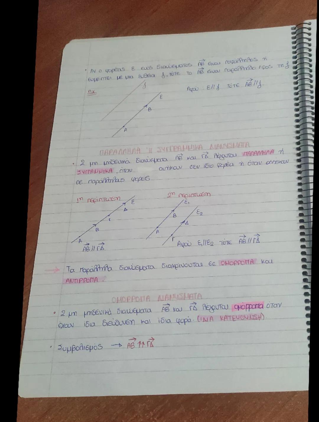 ## Η ΕΝΝΟΙΑ ΤΟΥ ΔΙΑΝΥΣΜΑΤΟΣ
*ορισμος Στη Γεωμετρία το διανυσμα ορίζεται ως ένα προσανατολισμένο
eπίπεδο τμήμα.
*αρχή ή σημείο Α
εφαρμογής