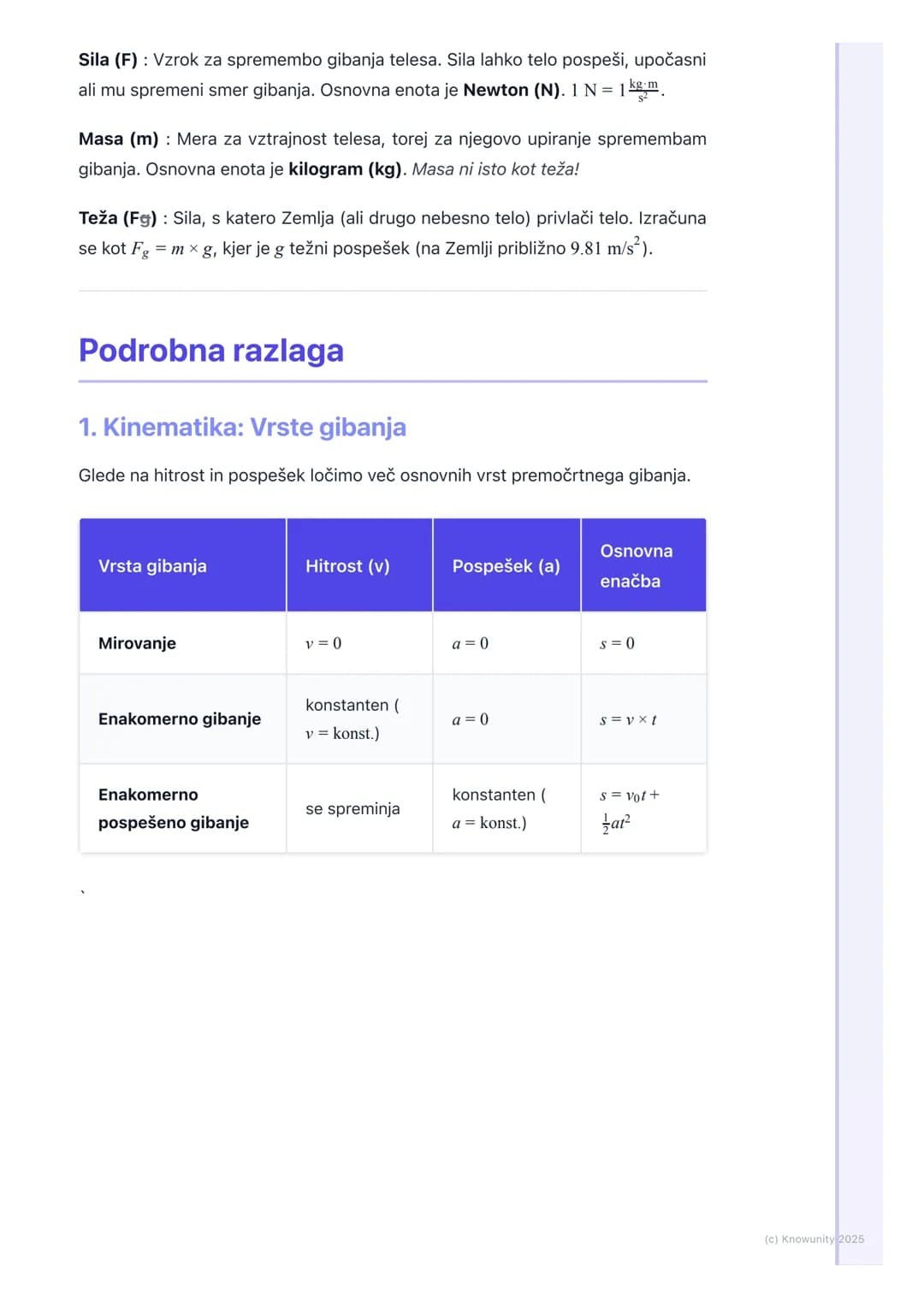 # Osnove kinematike in
dinamike
Uvod v kinematiko in dinamiko
Kinematika in dinamika sta osnovni veji mehanike. Kinematika se ukvarja z
op