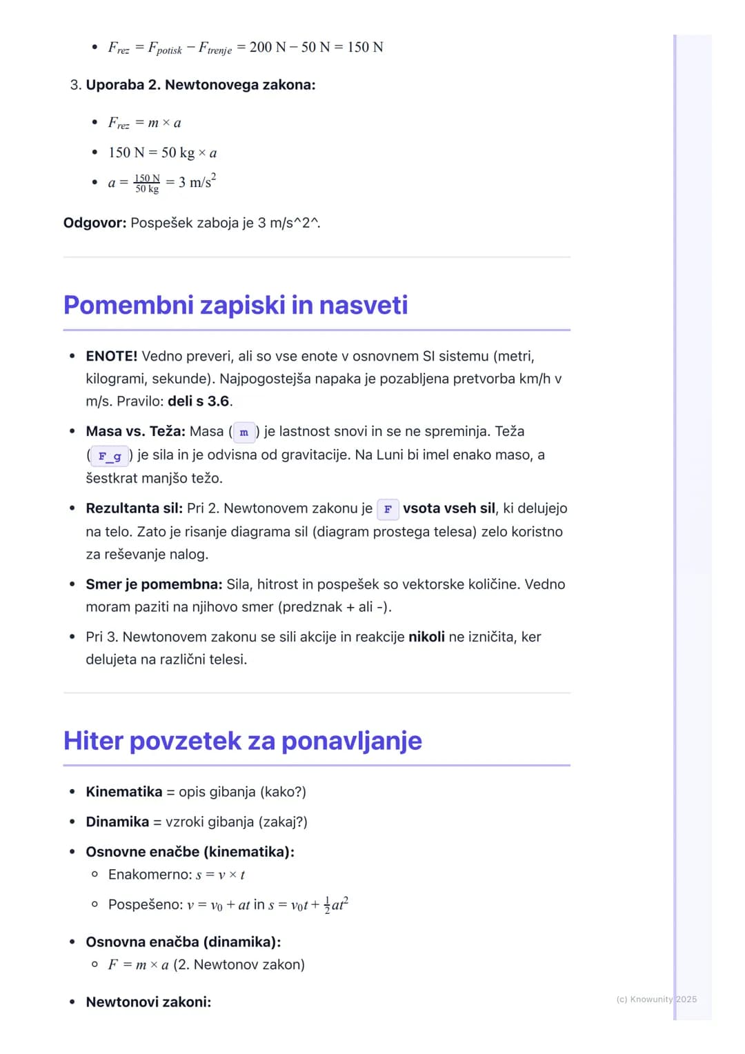 # Osnove kinematike in
dinamike
Uvod v kinematiko in dinamiko
Kinematika in dinamika sta osnovni veji mehanike. Kinematika se ukvarja z
op