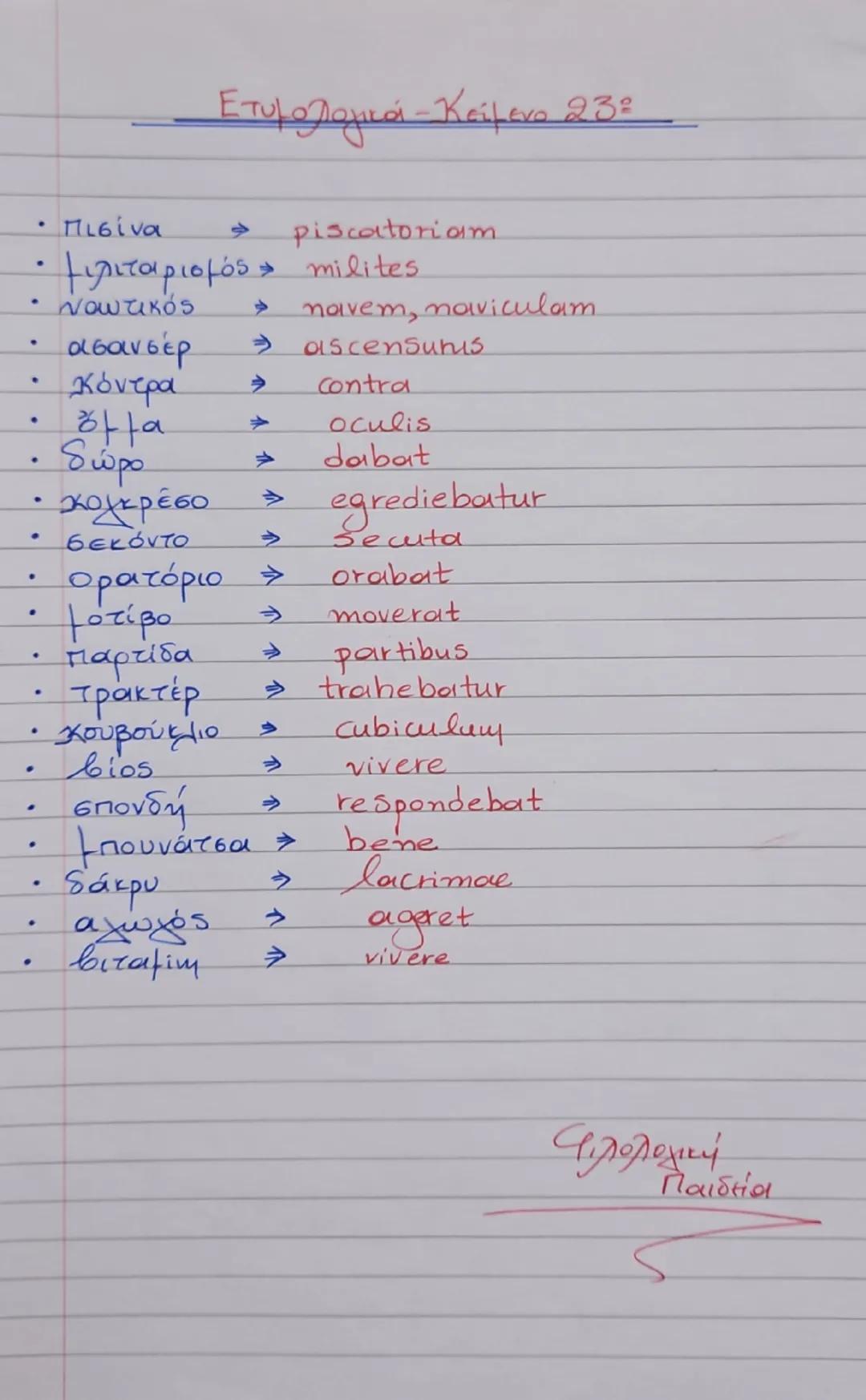 --- OCR Start ---
Κύρια φ
Μάθημα 23°. "Ένας υπέροχος άνθρωπος" (1
Γεν. Κτητ. στο
Kopia Aegrotabat Caecina Paetus, maritus firriac,
κρίσης.
π