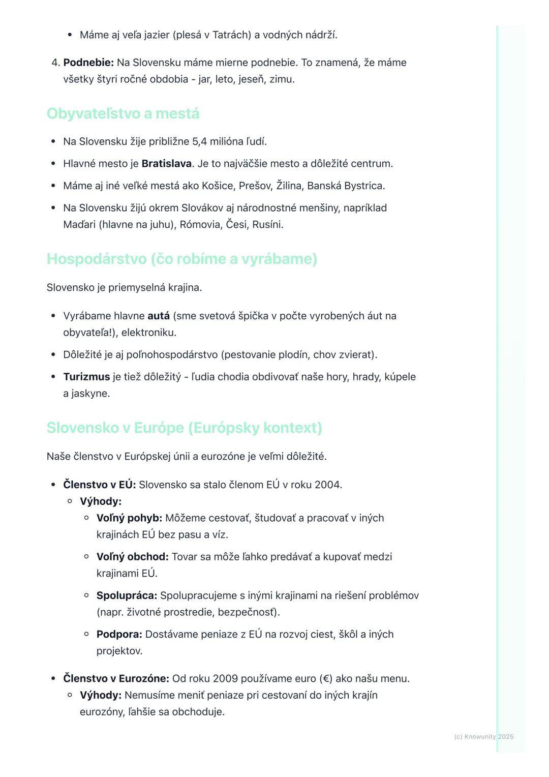 # Slovensko - naša vlasť v
európskom kontexte
1. Prehľad našej vlasti v Európe
Ahojte! Pripravujem si poznámky na písomku z Geografie o Sl