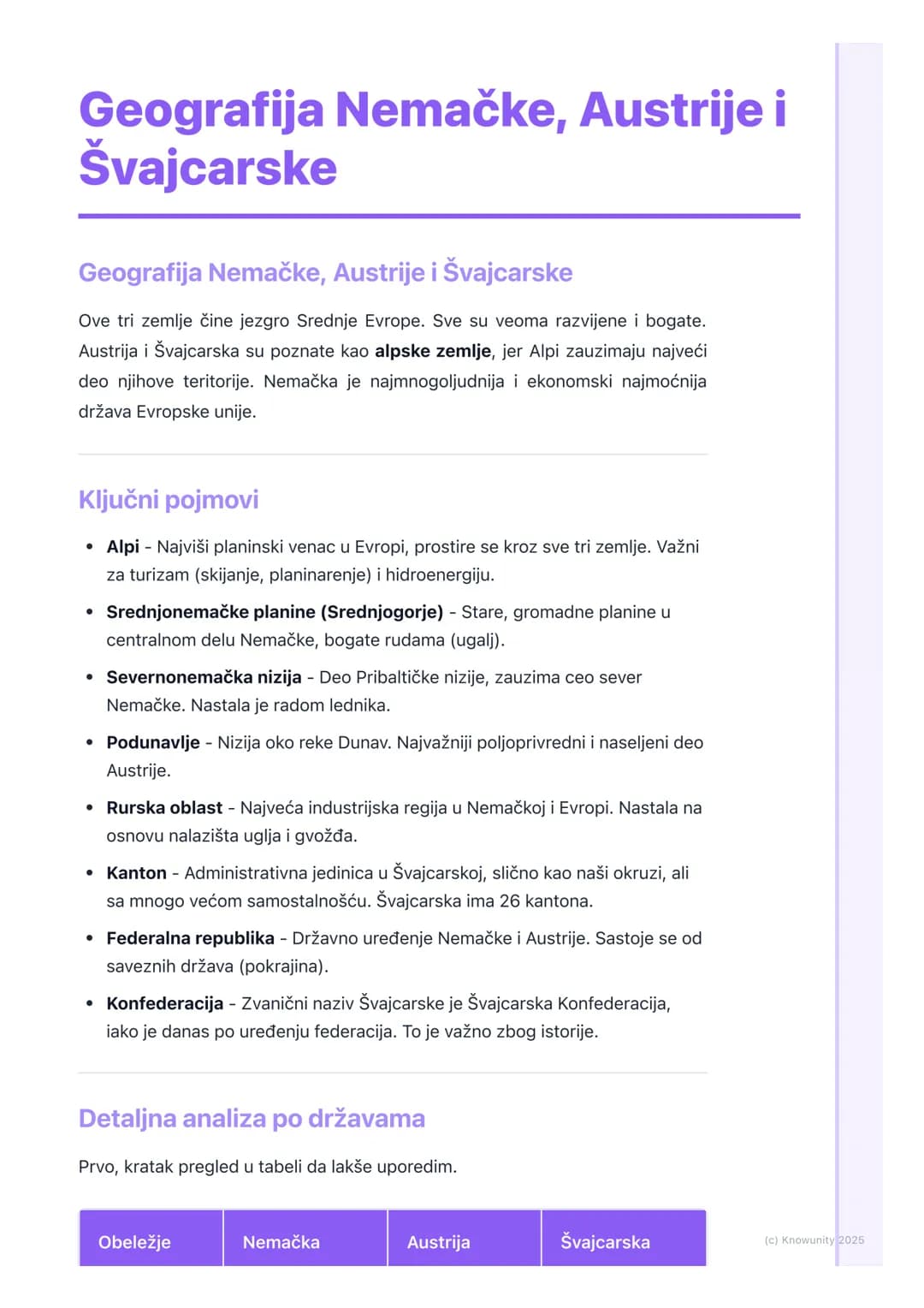 # Geografija Nemačke, Austrije i
Švajcarske
Geografija Nemačke, Austrije i Švajcarske
Ove tri zemlje čine jezgro Srednje Evrope. Sve su ve