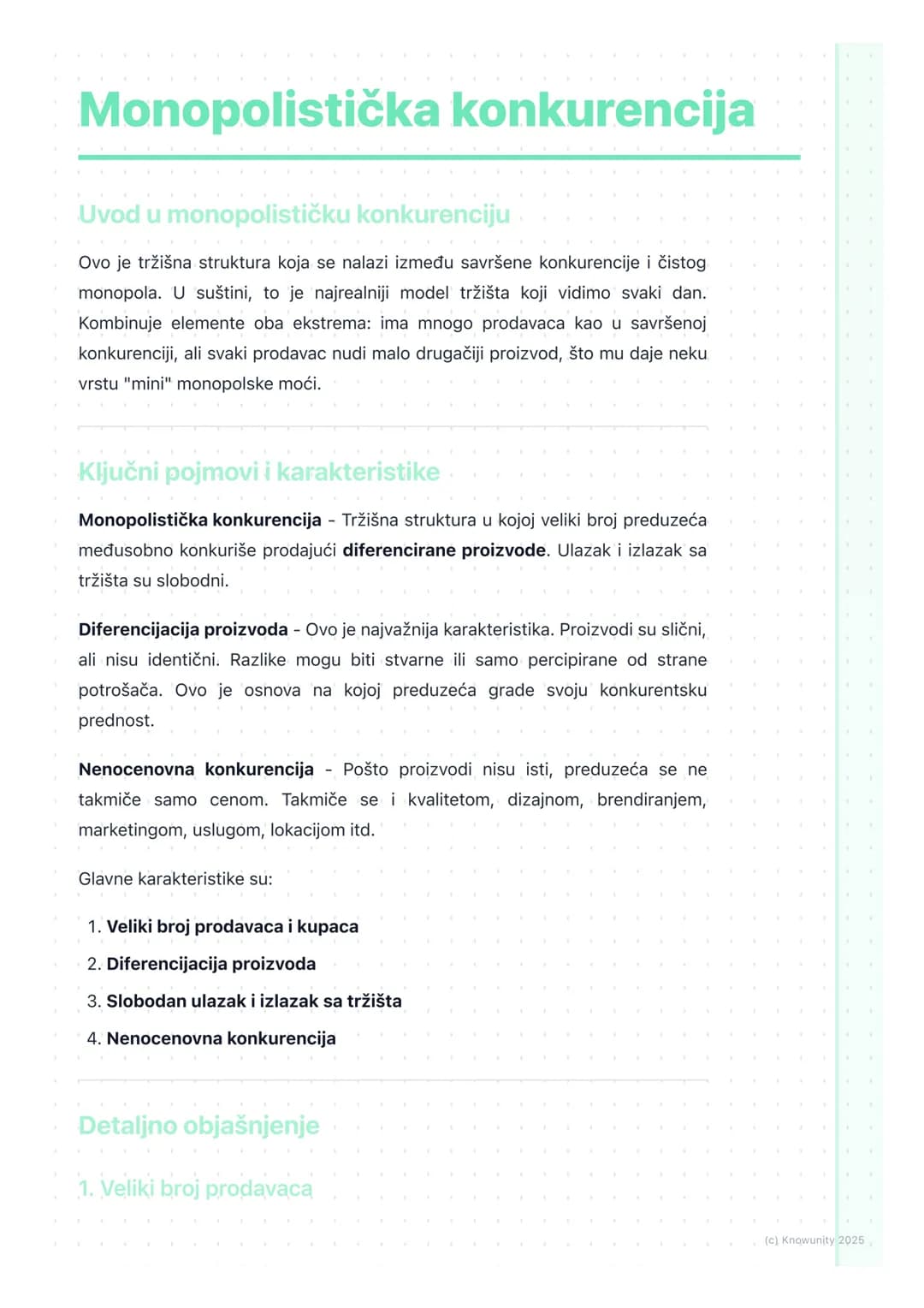# Monopolistička konkurencija
Uvod u monopolističku konkurenciju
Ovo je tržišna struktura koja se nalazi između savršene konkurencije i či