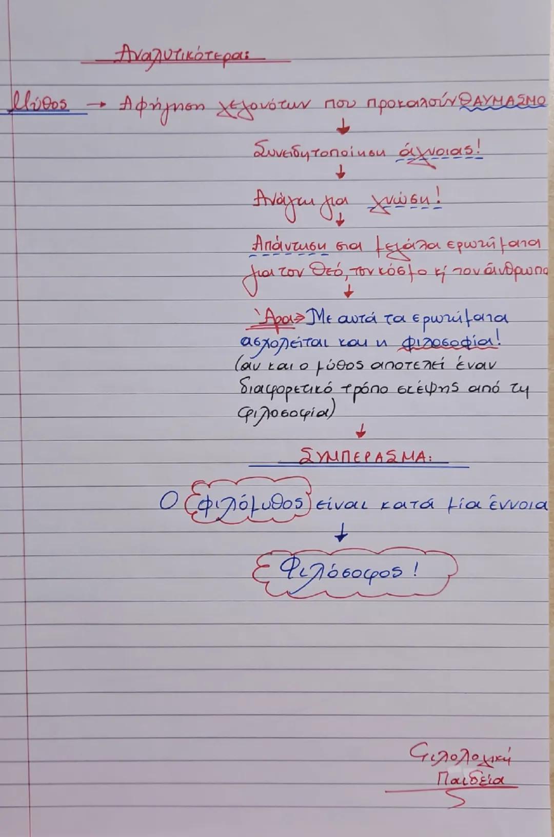 Ενότητα 1
"Γιατί φιλοσοφεί ο άνθρωπος;"
Διά γάρ το θαυμάζειν οἱ ἄνθρωποι καὶ νῦν
καὶ τὸ πρῶτον ἤρξαντο φιλοσοφεῖν, ἐξ ἀρχῆς
μεν τα πρόχειρα