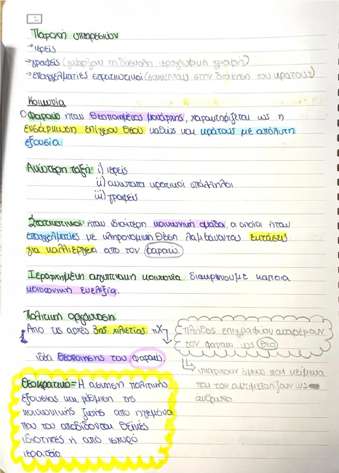 # Ιστορία
2.9 Οικονομία, κοινωνία και πολιτική οργάνωση.
• Η γεωργία ήταν εξαρτημένη από τις πλημμύρες του Νείλου
•μαλιεργείο→σιτάρι
→κρι