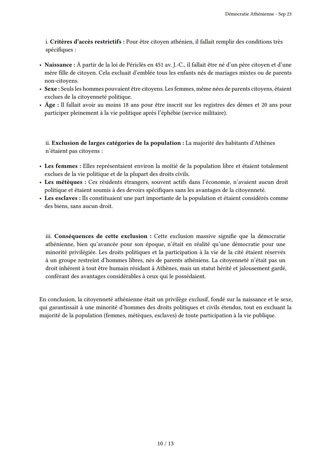 # Démocratie Athénienne
Généré par Knowunity.fr - Sep 23
Description: Cet examen couvre la démocratie athénienne, l'empire maritime et le