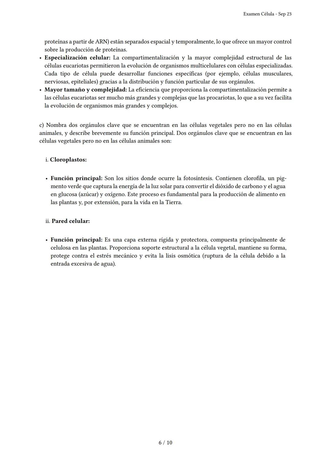 Examen Célula
Generado por Knowunity - Sep 23
Descripción: Este examen cubre la estructura, función y organización de la célula.
¡Buena s