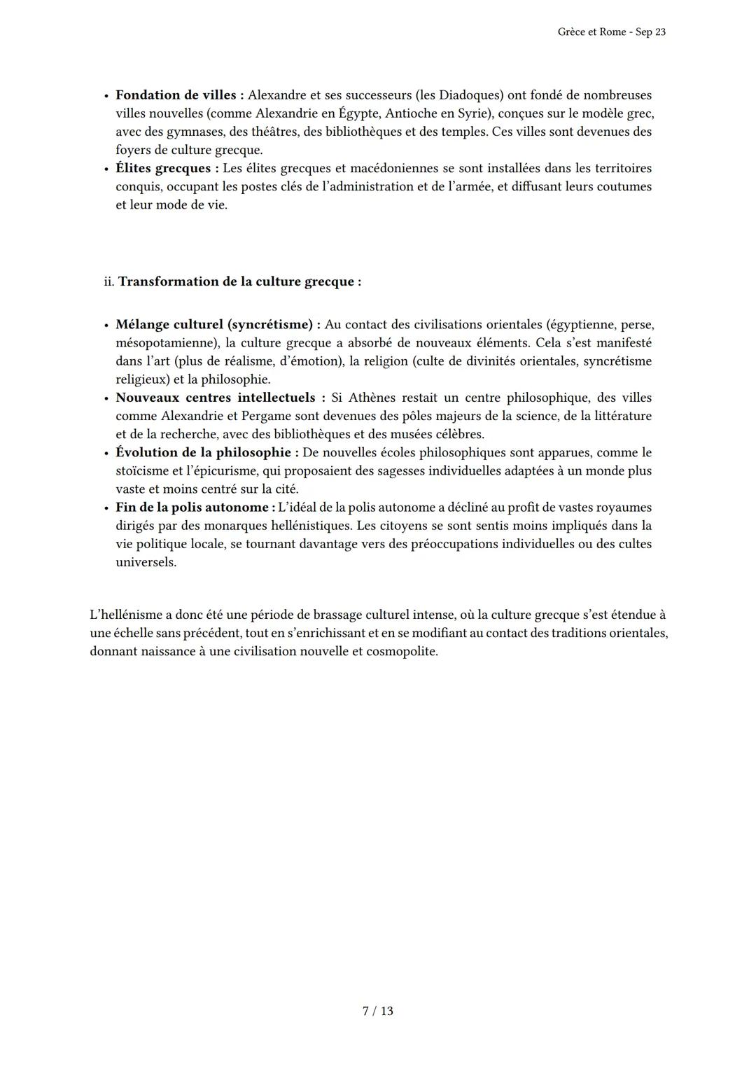 Grèce et Rome
Généré par Knowunity.fr - Sep 23
Description: Cet examen couvre les civilisations grecque et romaine antiques.
Bonne chance